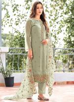 Organza Chiffon Light Green Eid Wear Embroidery Work Pakistani Suit